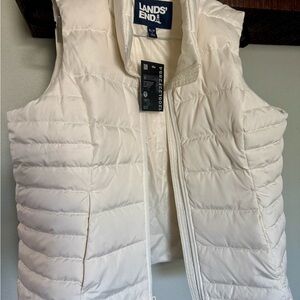 Lands' End White Puffer Vest